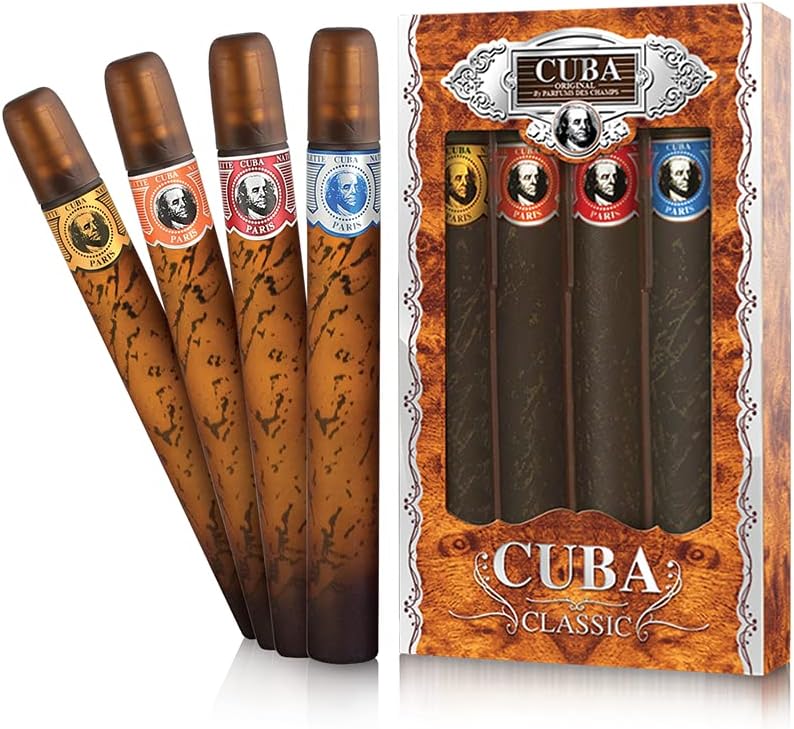 4 PC Gift Set 1.17 oz Cuba Gold, Blue, Red, Orange, for Men