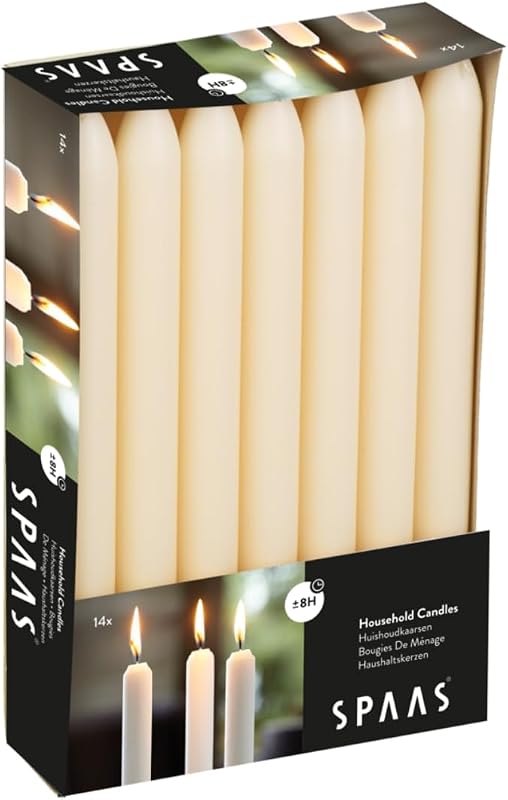 SPAAS 14 Household Dinner Candles 21/220 mm, ± 8 hours - Ivory