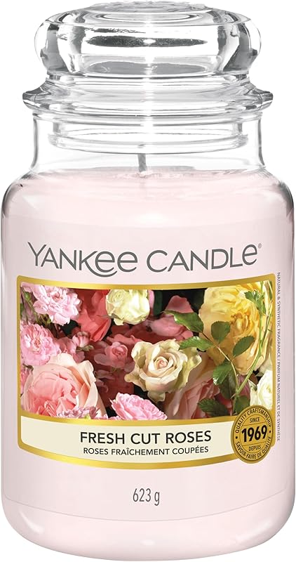 Yankee Candle Freshly Cut Roses Scented Candle | Jar Size | Long Lasting Candle Up to 150 Hours Burn Time | Mo