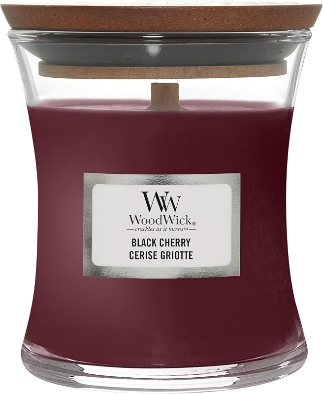 WoodWick Medium Scented Jar with Crackling Wooden Wick | Sour Cherry | Up to 20 Hours Burn Time