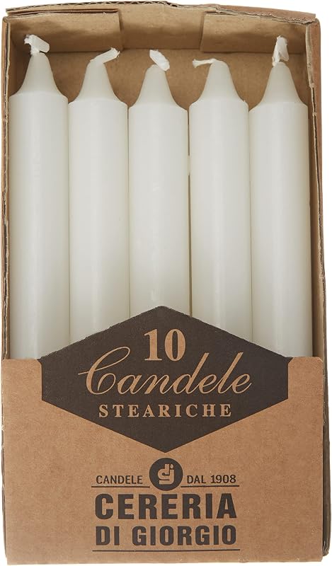 Cereria di Giorgio 407 Stearic candles, wax, white, 1.8 x 1.8 x 15 cm, 10 units