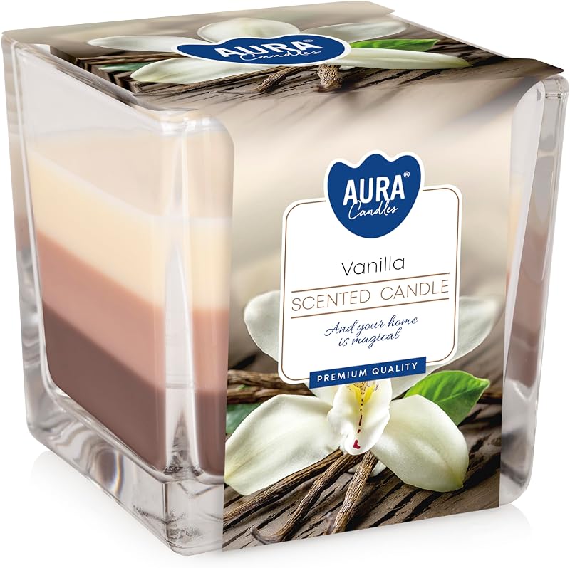VISCIO TRADING Vanilla Scented Candle in Tricolour Glass