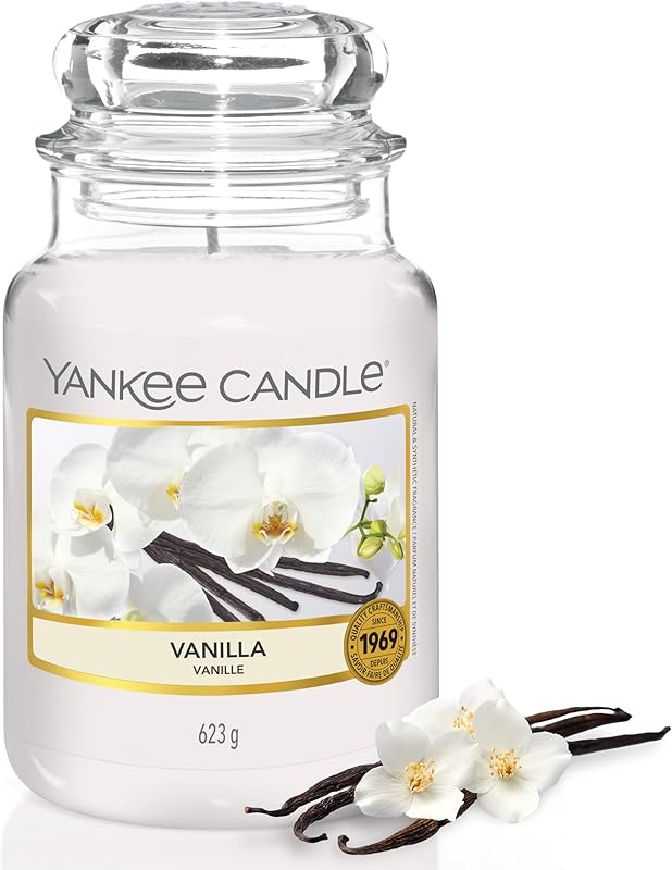 Yankee Candle Vanilla Scented Candle | Jar Size | Long Lasting Candle upto 150 Hours Burn Time | Gifts for Wom