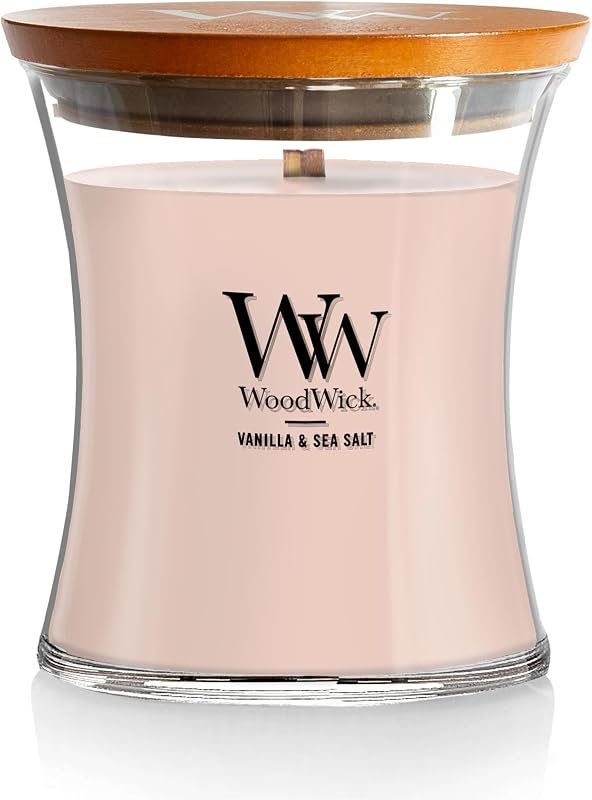 WoodWick PluswickVanilla & Sea Salt Medium Jar Candle with Wick