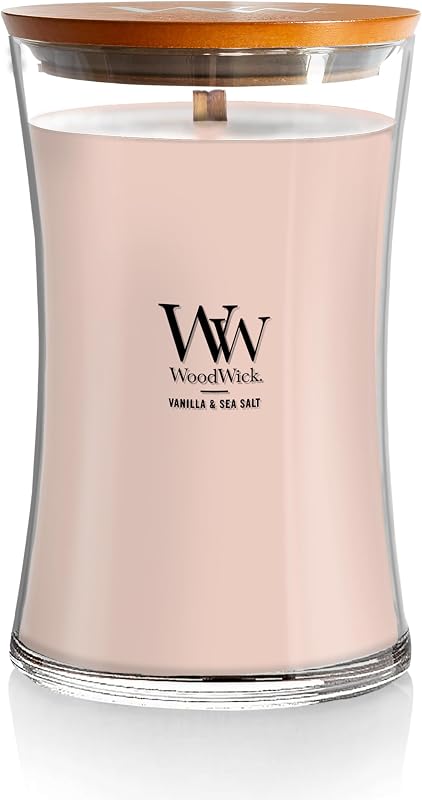 WoodWick | Large Candle | Vanilla & Sea Salt | Great Gift for Women