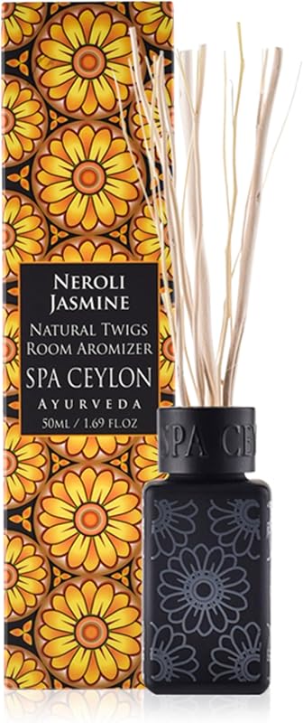 Spa Ceylon Ayurveda Luxury Reed Diffuser - Natural Neroli Jasmine Branches - Fragrance Diffuser with Pure Esse