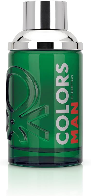 Benetton Green from United Colors Eau de Toilette Spray for Men, Woody Fragrance with Citrus, Bergamot, Corian
