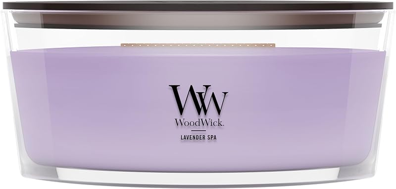 Woodwick Ellipse Scented Candle with Crackling Wick | Spa Lavender | Up to 50 Hours Burn Time