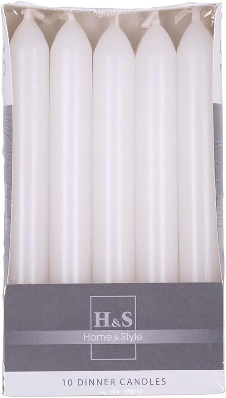 DONAU HOME Pack of 10 Smooth Stem Candles, White, 17 x Ø 2 cm, Fragrance Free, Cylindrical for Decoration in L