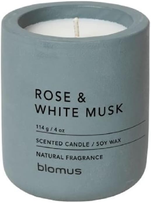 blomus - RAGA S Soy Wax Scented Candle, Flint Stone, High Quality Room Scent, Pink and White Musk Fragrance