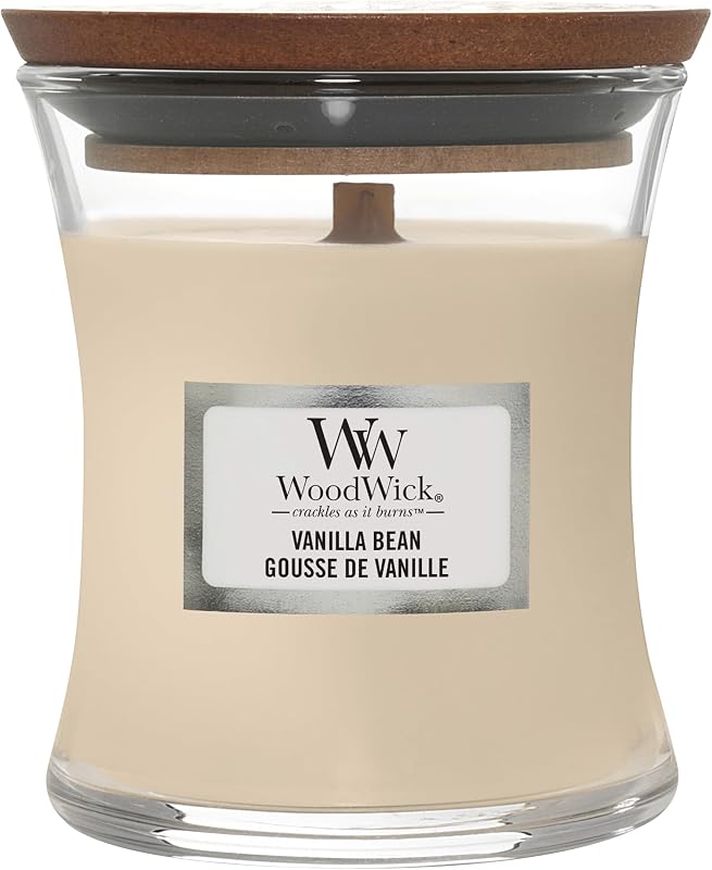 WoodWick Medium Scented Candle with Crackling Wooden Wick | Vanilla Bean | Up to 20 Hours Burn Time