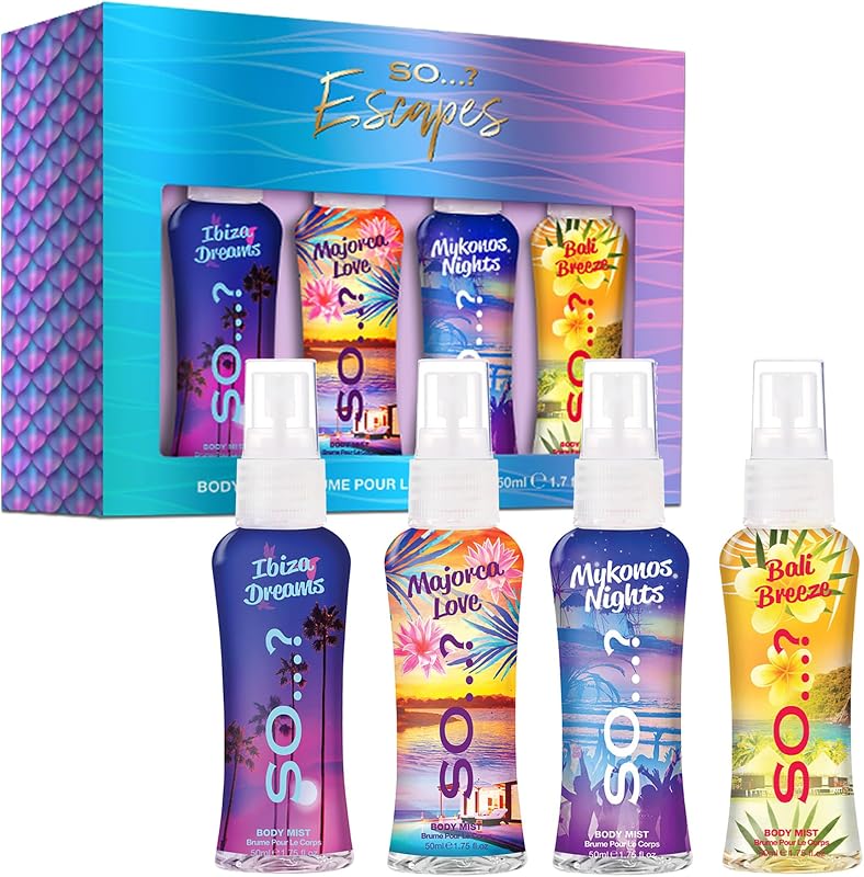 So…? Summer Escapes Scented Body Mist Gift Set for Women (4x50ml)