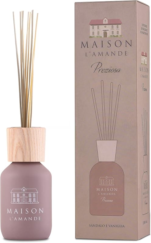 L'AMANDE - Room fragrance for soft and floral fragrance sticks, natural rose and vanilla fragrance diffuser, s