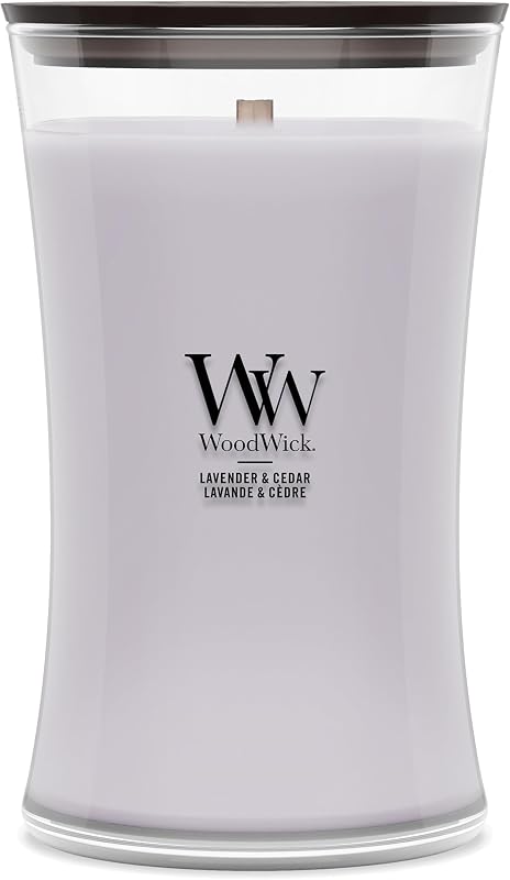 WoodWick Large Scented Candle with Crackling Wooden Wick | Lavender & Cedar | Up to 130 Hours Burn Time