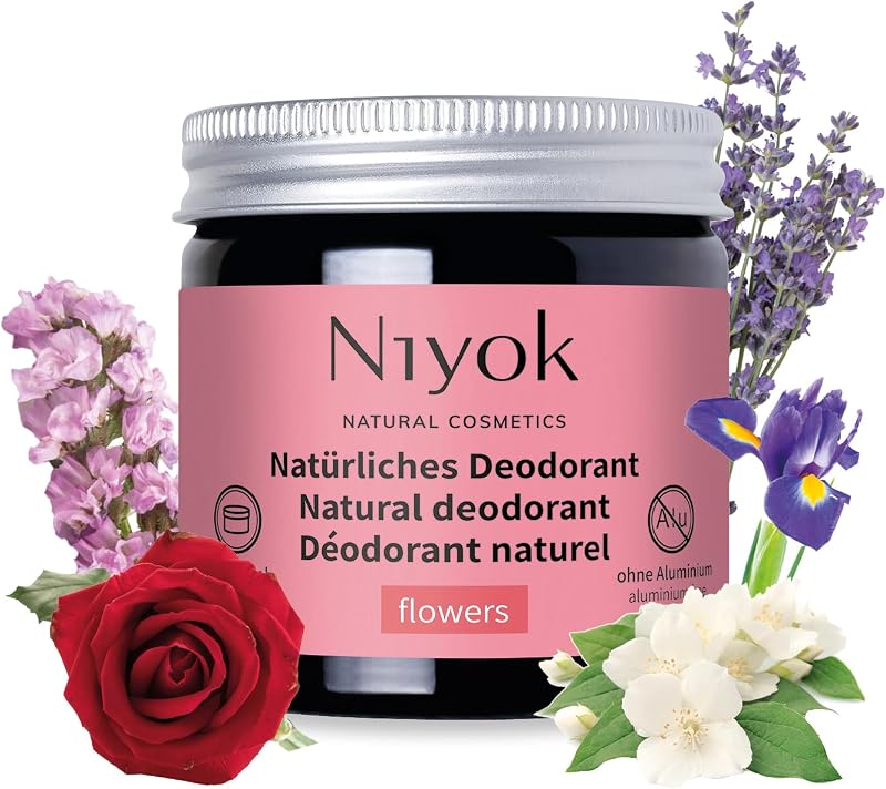 Niyok 2-in-1 "Flowers" Cream Deodorant (40 ml) • Solid vegan and unisex deodorant • 24-hour protection against