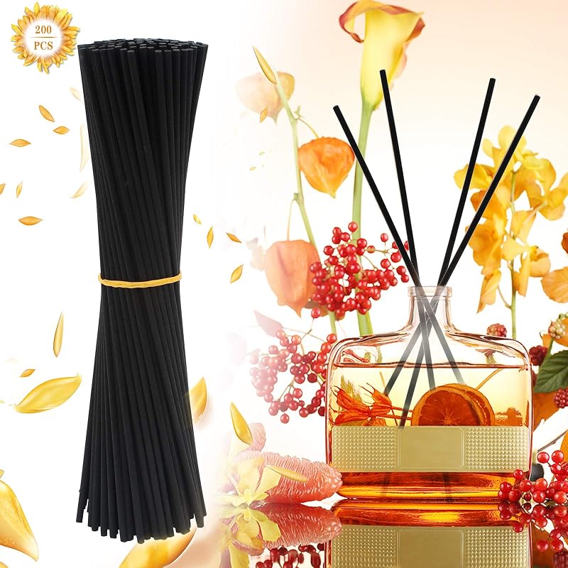 200 x Batonnet Home Fragrance Diffuser, Black Stick for Living Room, Bedroom, Bathroom, Office, Refill Diffuse