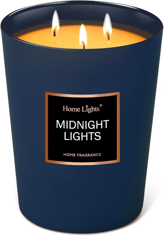 HomeLights Super Scented Soy Candles Home 3 Wick Cotton Smokeless Long Lasting 130 Hours Night Lights