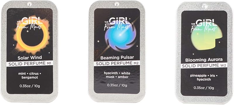 THE GIRL FROM MARS 3PC Solid Cologne, Deodorant, Natural Deodorant Balm, Simple Elegant Solid Fragrance Suitab