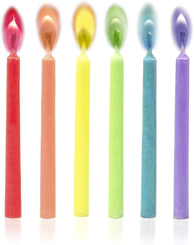 Legami - Candles with coloured flame, in wax, Ø 0.5 cm, H 6 cm (plastic holder included), light the same colou