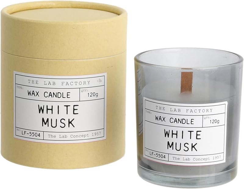 Linnea Lab Factory White Musk Scented Candle with Cardboard Case