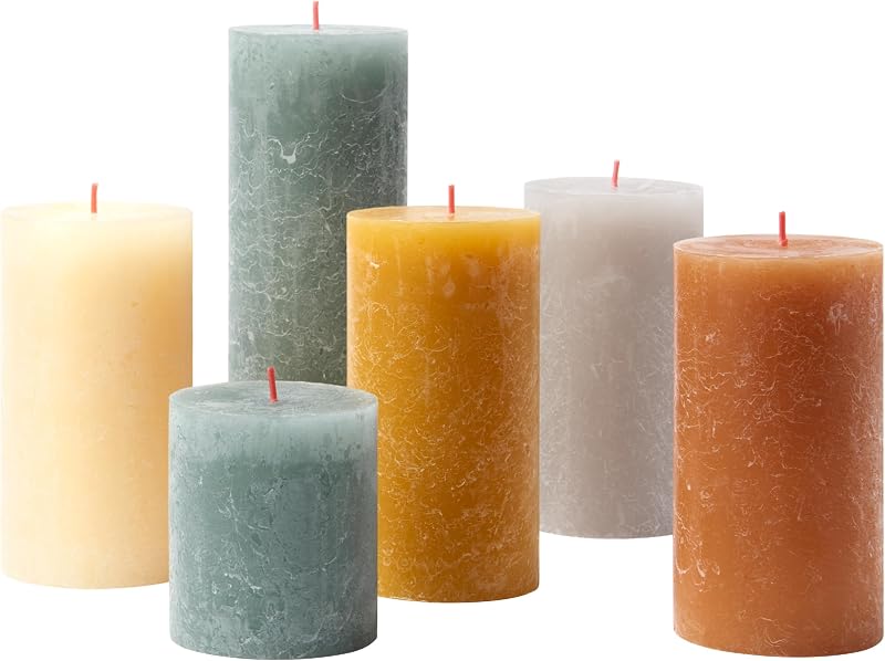 Bolsius Rustic Candle Gift Set Nordic Ambiance Box of 6 Long Burning Time Home Decor Home Decor Unscented Vega