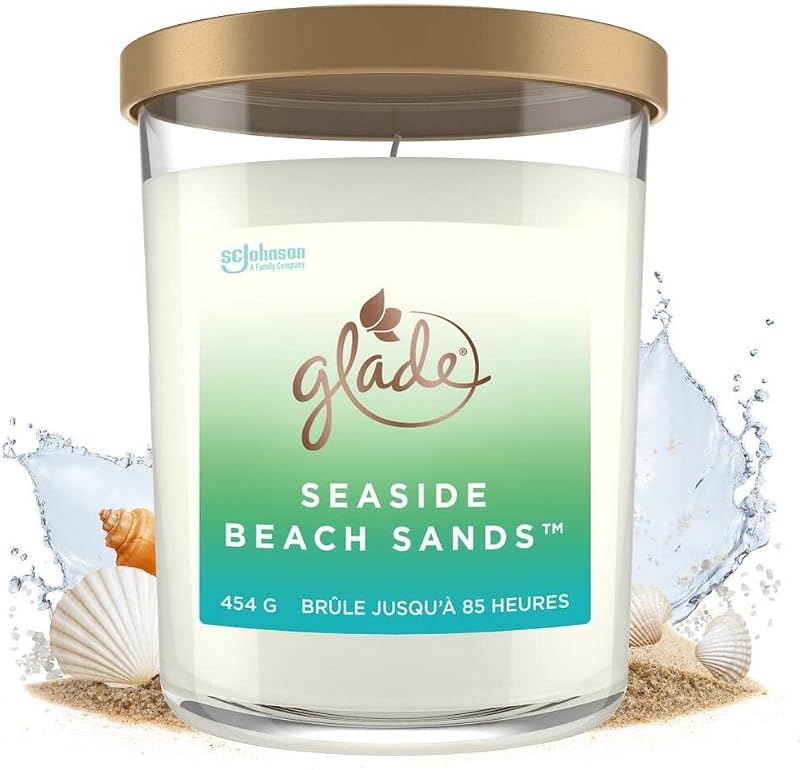 Glade Seaside Beach Sands Extra Large Scented Candle - Infused with Essential Oils - Long Lasting 85H - 1 Cand