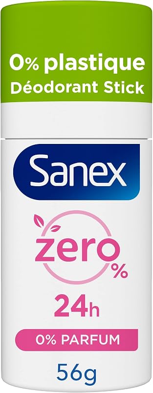 SANEX - Deodorant Stick Solid Zero % Perfume - Deodorant for Men and Women - 24 h Efficiency - Deo Stick 56g