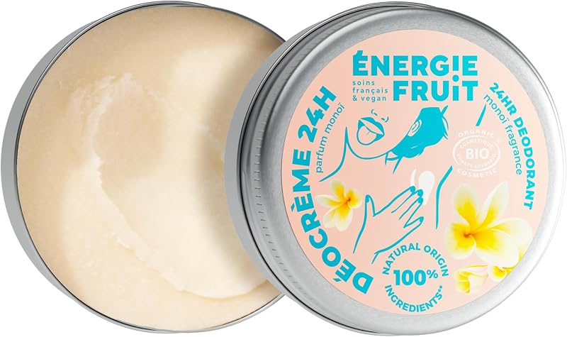 ENERGIE FRUIT Deocrème - 100% Natural Cream Deodorant - Softness and Effectiveness 24 Hours - Monoi Fragrance 