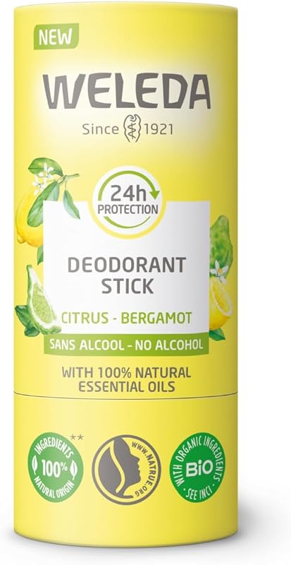 WELEDA - Citrus Bergamot Deodorant Stick - 50 g | Men Women, 100% Natural Origin, Alcohol Free, Aluminium Salt