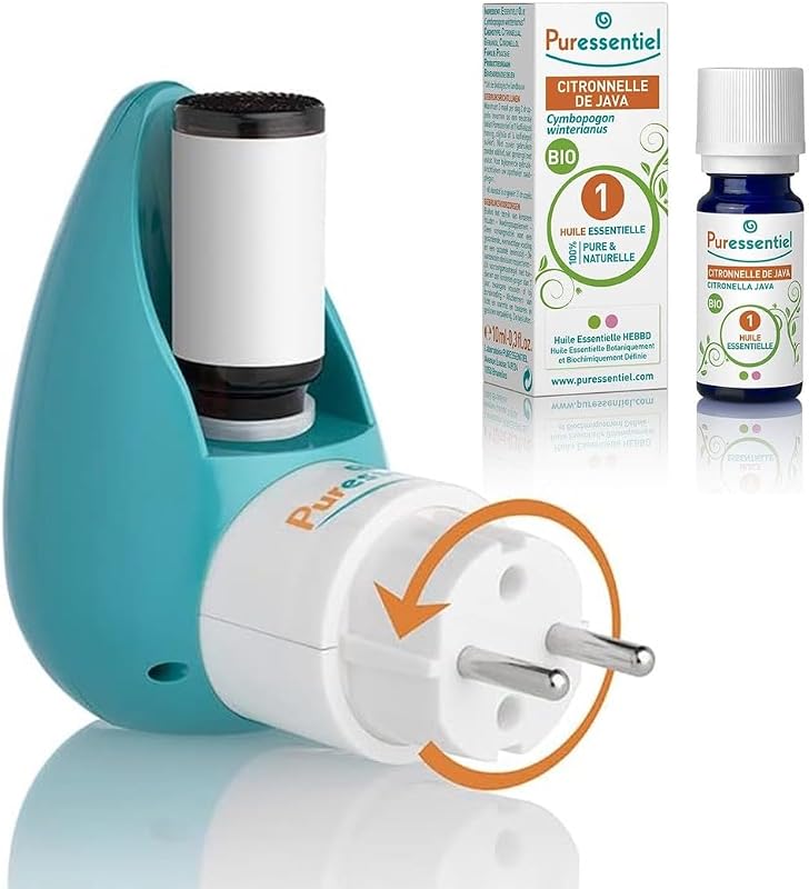 Puressentiel - Ultrasonic Essential Oil Diffuser + Organic Java Citronella Essential Oil - Made in France