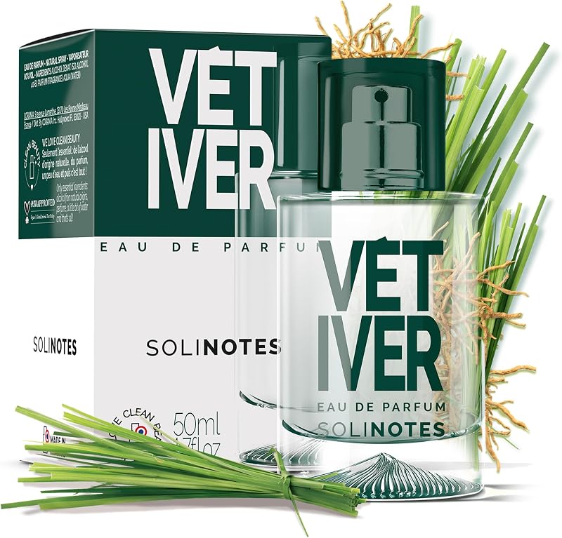 SOLINOTES Vetiver Perfume for Men - Eau De Parfum | Contrasted Adventure and Sensuality - Made in France - Veg