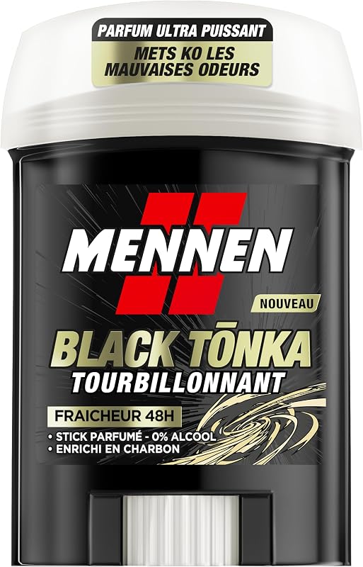 MENNEN Deodorant Stick Black Tonka 60 ml | Alcohol-free formula, intense tonka bean fragrance, long-lasting od