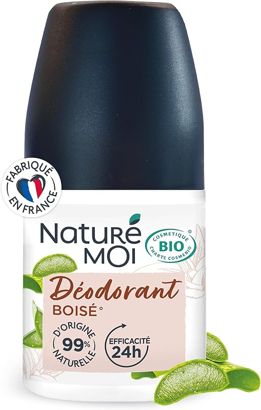 Naturé Moi - Roll-On Deodorant for Men - Organic Aloe Vera - 50 ml | Woody and Magnesium fragrance, 24h effica