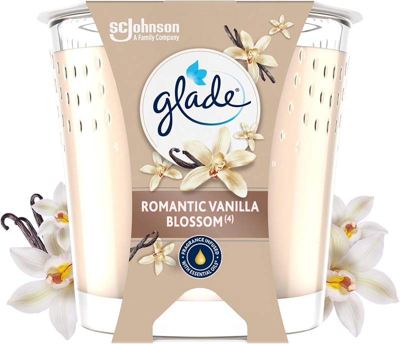 GLADE BOUGIE ROMANTIC VANILLA BLOSSOM - sans huile de palme