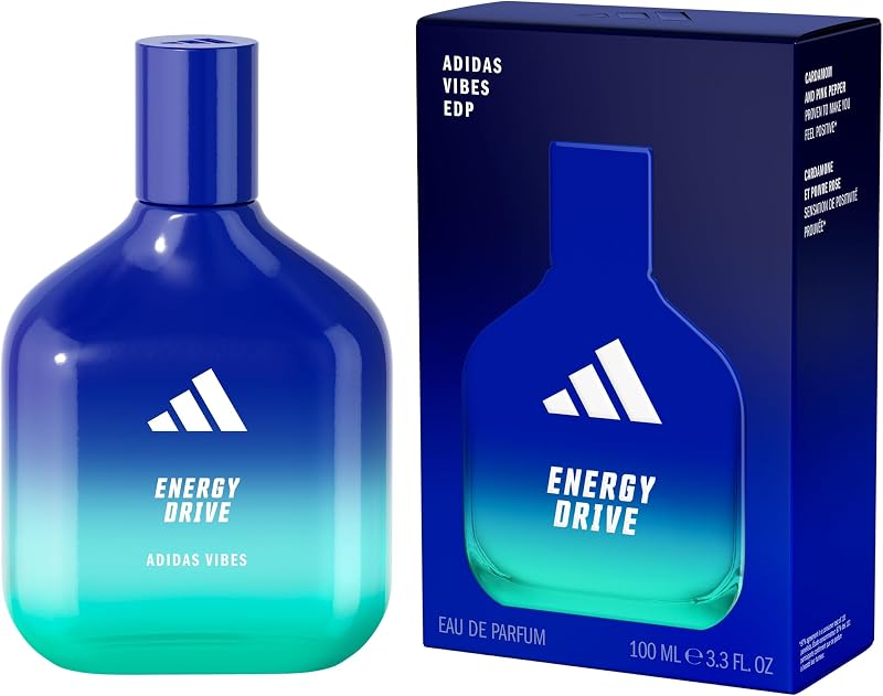 adidas Vibes Energy Drive Unisex Eau de Parfum Energizing and Stimulating, Long-Lasting Fragrance, Cardamom an
