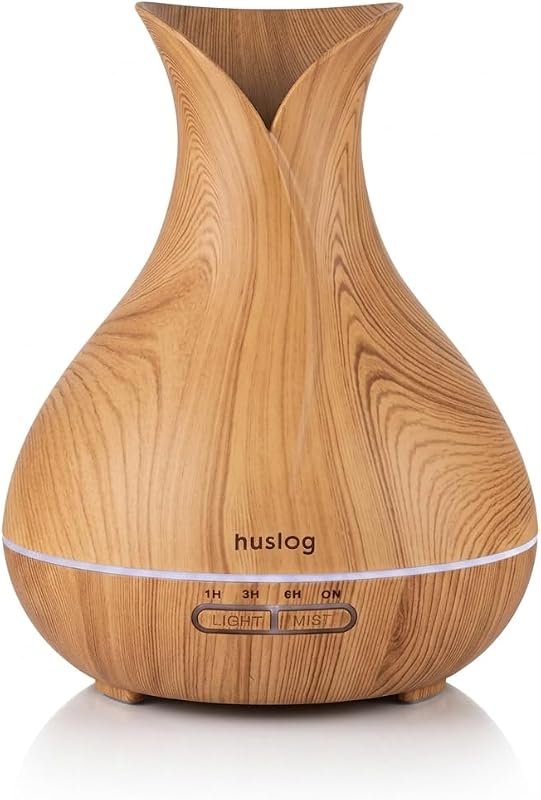 Huslog Aromatherapy Ultrasonic RGB Air Hydridiser Sensor Ultrasonic Diffuser, Wood Grain, Tragbar, Natural Bro