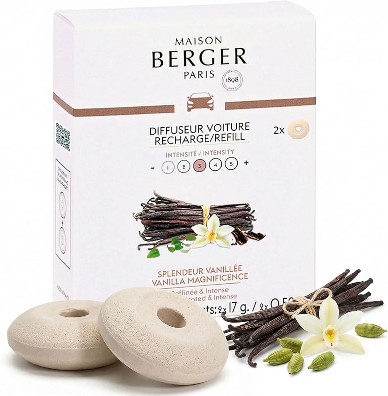 Maison Shepherd Vanilla Splendour Car Diffuser Refill, Pack of 2 | Splendeur Vanilla Ceramic Refill for Car Di