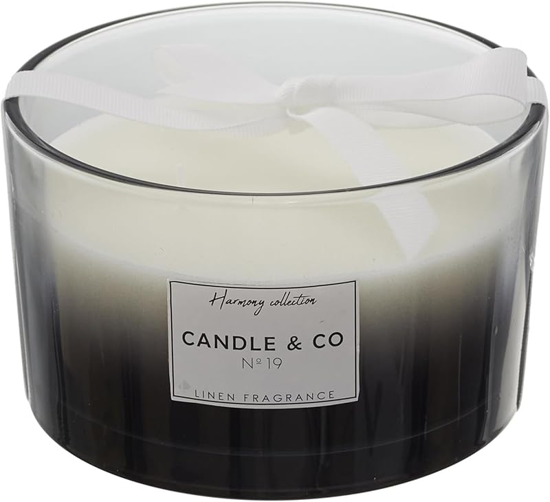 Linnea Harmony Cotton 3 Wick Scented Candle Fresh Linen Scent Black