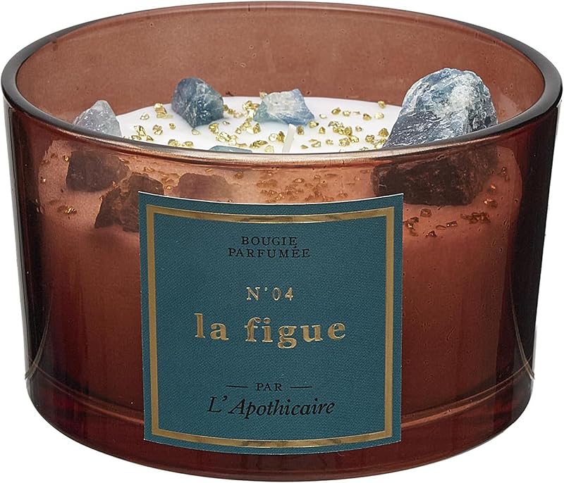 Linnea L'APOTHICAIRE Scented Candle with Stones 18h Paraffin Wax Fig