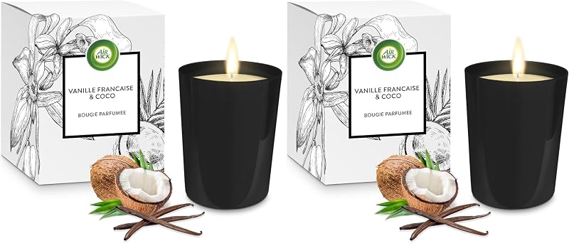 Air Wick Vanilla and Coconut Scented Candle - Decorative Candle Burning Up to 40 Hours (Pack of 2)