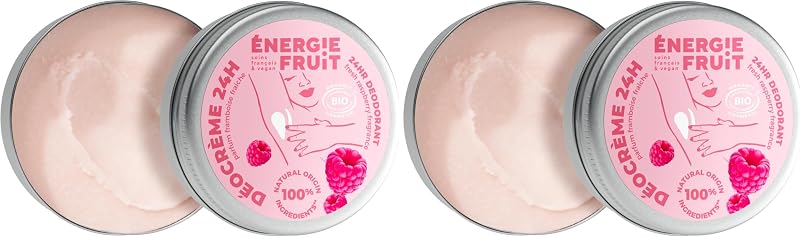 ENERGIE FRUIT | Cream Deodorant | Fresh Raspberry Fragrance | ORGANIC Certified by ECOCERT (Set of 2)