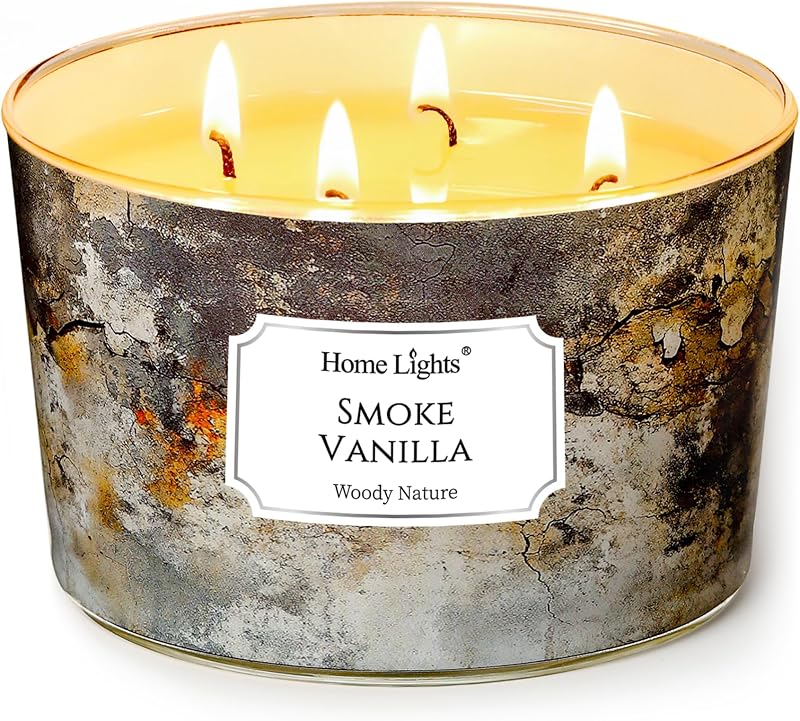 HomeLights Large Jar Candle | 4 Wick Scented Candles 18oz Natural Soy Wax Long Lasting Scented Candles, Indust