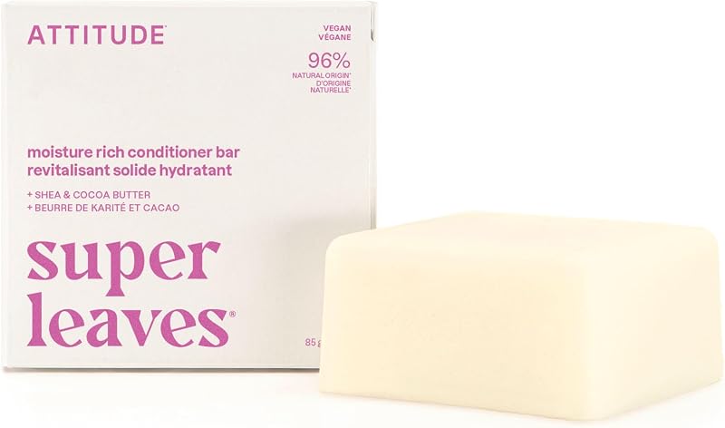 ATTITUDE Ultra Moisturizing Solid Conditioner, Dry & Damaged Hair, Natural Origin, Vegan, Shea Butter & Cocoa 