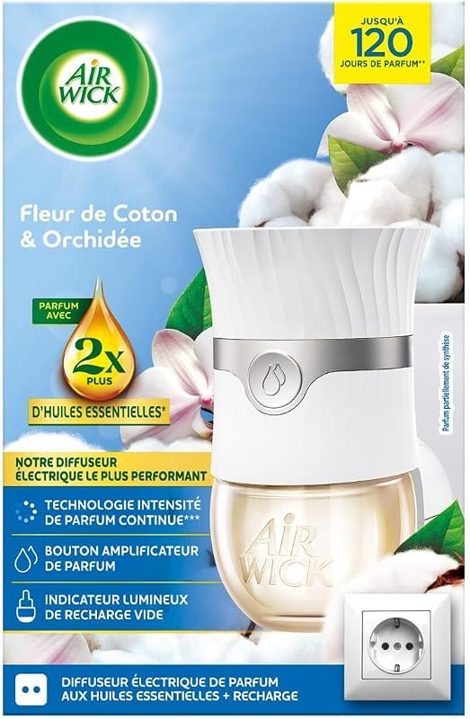 Air Wick Electric Diffuser Essential Oils Air Freshener + 1 Refill Cotton Flower and Orchid