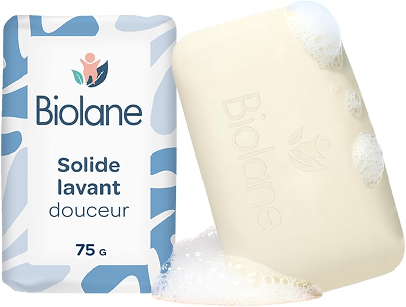 Biolane Baby Gentle Cleansing Solid Soap Free 75 g | Gently cleanses, body and hair, 95% natural origin, Made 