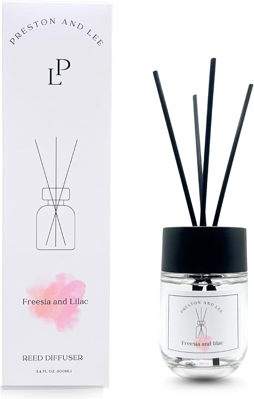 Preston and Lee Lot de diffuseurs à roseaux, 100 ml, parfum lilas freesia, parfum floral de luxe, diffuseurs d