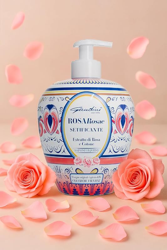 Sapone Liquido Rosa Rosae 500 ml – Moisturising Liquid Soap with Rose and Cologne Extract, Made in Italy – Han