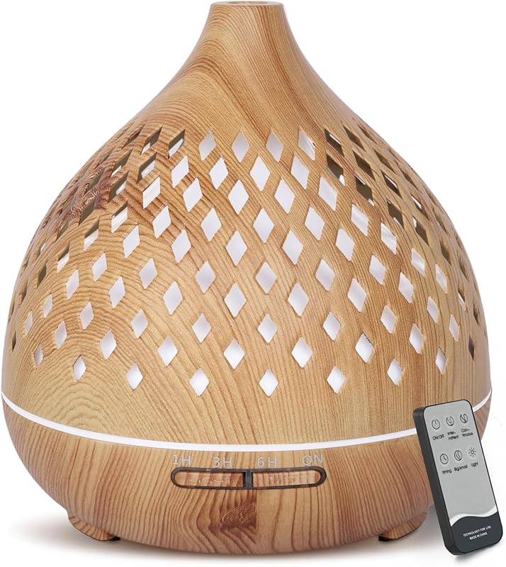 Cozary Essential Oil Diffuser, 400 ml Ultrasonic Electric Essential Oil Diffuser with Remote Control, 3 Timers