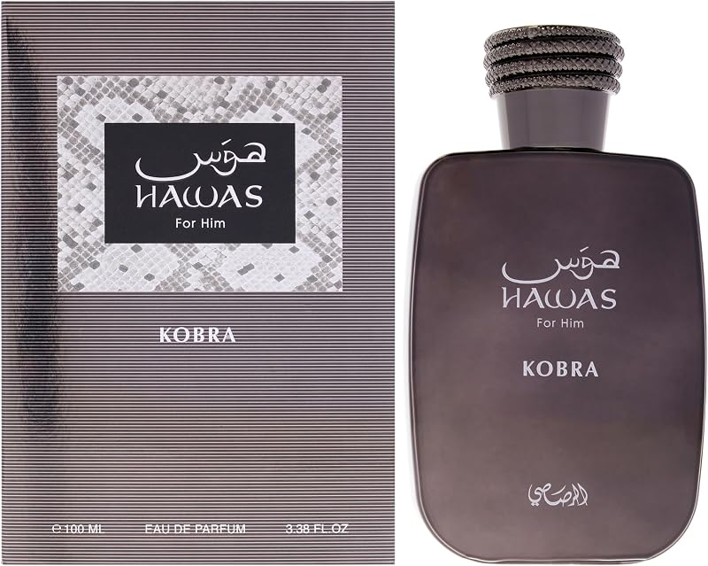 Rasasi Hawas Kobra Eau De Parfum for Men 100 ml | Citrus, Spicy, Woody, Amber Eau De Parfum Spray Long Lasting