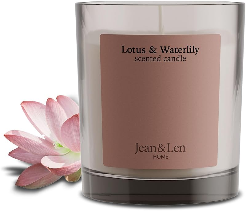Jean & Len Lotus & Water Lily Candle, Delicate and Sensual Fragrance, Vegan, 195 g